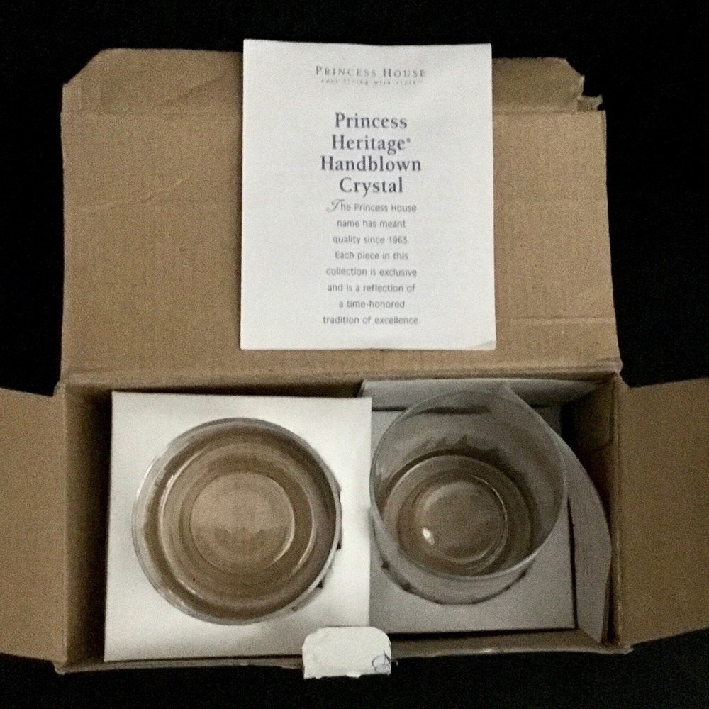 Princess house, Crystal tea light holders. Etched. Handblown